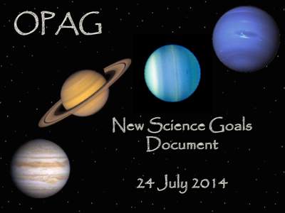 OPAG  New Science Goals Document 24 July 2014