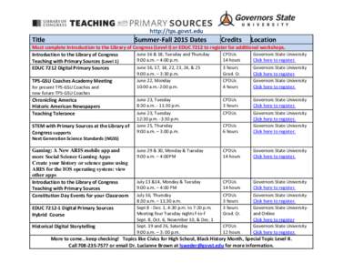 http://tps.govst.edu  Title Summer-Fall 2015 Dates