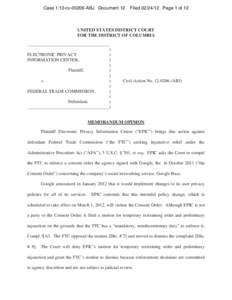 Case 1:12-cvABJ Document 12  FiledPage 1 of 12 UNITED STATES DISTRICT COURT FOR THE DISTRICT OF COLUMBIA