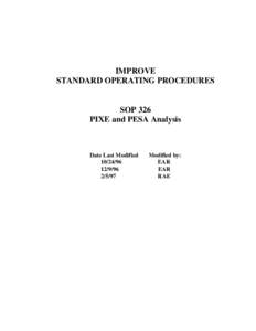 IMPROVE STANDARD OPERATING PROCEDURES SOP 326 PIXE and PESA Analysis