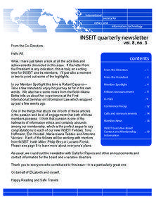 INSEIT quarterly newsletter vol. 8, no. 3