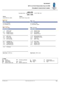 ICE HOCKEY IIHF In-Line World Championship Group A+B, MEN PRELIMINARY ROUND GROUP B GAME 6 LINE-UPS Hakametsa Arena