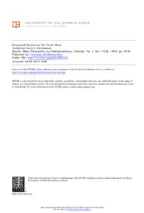 Perceptual Structures for Tonal Music Author(s): Carol L. Krumhansl Source: Music Perception: An Interdisciplinary Journal, Vol. 1, No. 1 (Fall, 1983), ppPublished by: University of California Press Stable URL: h