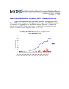 Hard Winter Wheat Index Futures and Options Review MINNEAPOLIS GRAIN EXCHANGE September 4, 2003 Open Interest and Volume Increasing in HWI Futures and Options Volume and open interest have been steadily increasing in Har