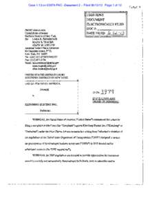 Case 1:13-cv[removed]PKC Document 2  PREET BHARARA United States Attorney Southern District of New York By: LARA K. ESBKENAZI