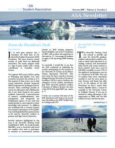 ASA ArcticNet Student Association Autumn[removed]Volume 2, Number 2  ASA Newsletter