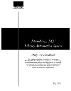 aryMandarin darinM3 Library Automation System darin ®