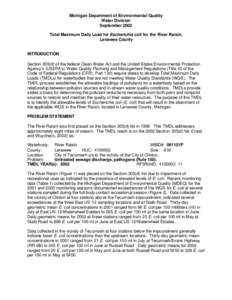 Total Maximum Daily Load for Escherichia coli for the River Raisin