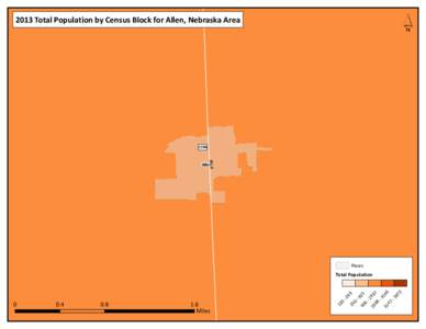 ´  2013 Total Population by Census Block for Allen, Nebraska Area 1196 NE-9