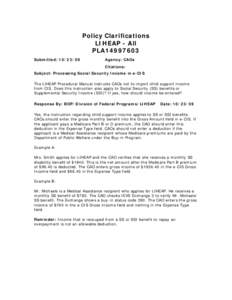 Policy Clarifications LIHEAP - All PLA14997603 Submitted: [removed]Agency: CAOs