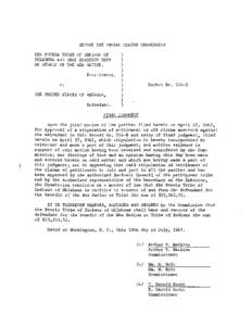 BEFORE THE INDIAN CLAIMS COMMISSION THE PEORIA TRIBE OF INDIANS OF OKLAHOMA AND AMOS ROBINSON SKYE ON B&IALF OF THE WEA NATION, Petitioners,