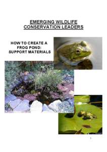 EMERGING WILDLIFE CONSERVATION LEADERS HOW TO CREATE A FROG POND: SUPPORT MATERIALS