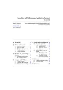 Installing a USB external hard drive backup (Linux) RWD Nickalls, www.nickalls.org/dick/papers/linux/usbdrive.pdf revision 5a (January 2015)