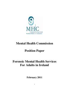 Mental Health Commission Position Paper Forensic Mental Health Services For Adults in Ireland