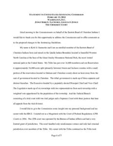 Statement of Judge Kirk G. Saunooke, Associate Judge, The Cherokee Court, Before the United States Sentencing Commission