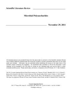 Scientific Literature Review  Microbial Polysaccharides November 29, 2011