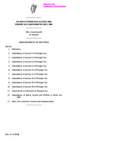 Click here for Explanatory Memorandum ———————— AN BILLE CEIMICEÁN (LEASÚ) 2010 CHEMICALS (AMENDMENT) BILL 2010