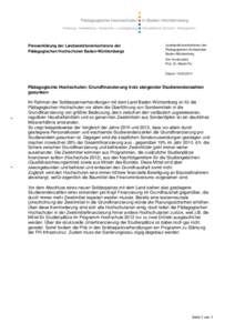 Presserklärung der Landesrektorenkonferenz der Pädagogischen Hochschulen Baden-Württembergs Landesrektorenkonferenz der Pädagogischen Hochschulen Baden-Württemberg