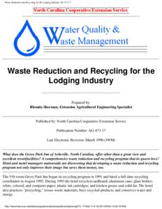 Waste Reduction and Recycling for the Lodging Industry AG