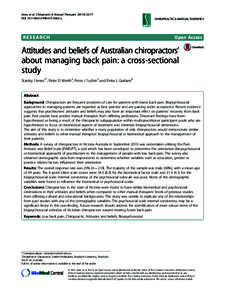 Attitudes and beliefs of Australian chiropractors’ about managing back pain: a cross-sectional study