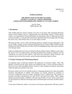 SR/SSD[removed]Technical Attachment THE PRODUCTION OF SEVERE WEATHER AND HEAVY RAINFALL ACROSS MISSISSIPPI ASSOCIATED WITH DISSIPATING TROPICAL CYCLONE ANDREW