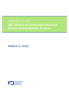 A Review of the SEC Office of Economic Analysis Board Independence Studies