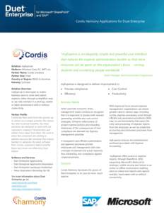 Cordis Harmony Applications for Duet Enterprise  Cordis Harmony Application for Duet Enterprise 