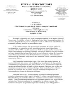 FEDERAL PUBLIC DEFENDER L ISA B. FR EE LA N D Federal Public D efender M IC H AE L J. N O VA R A First Assistant Federal Public D efender W . PE N N H A C K N E Y