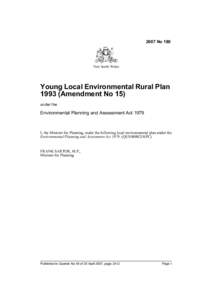 2007 No 180  New South Wales Young Local Environmental Rural Plan[removed]Amendment No 15)