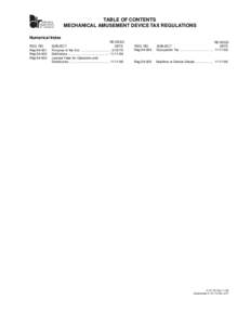 nebraska department of revenue TABLE OF CONTENTS MECHANICAL AMUSEMENT DEVICE TAX REGULATIONS