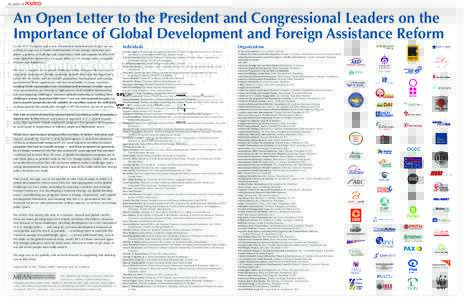 As seen in  An Open Letter to the President and Congressional Leaders on the Importance of Global Development and Foreign Assistance Reform As the 111th Congress and a new Presidential Administration begin, we are writin
