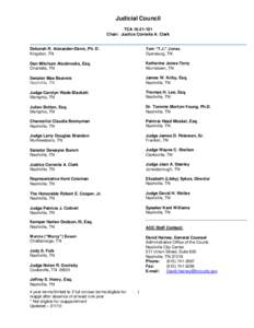 Judicial Council TCA[removed]Chair: Justice Cornelia A. Clark Deborah R. Alexander-Davis, Ph. D. Kingston, TN