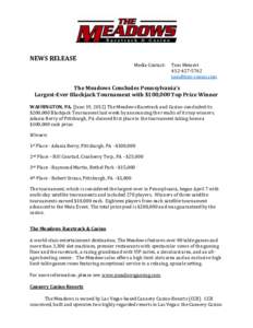 NEWS RELEASE  Media Contact: Tom Meinert[removed]