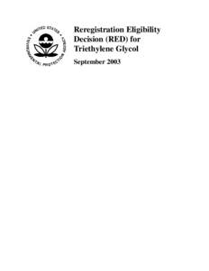 US EPA - Pesticides - Reregistration Eligibility Decision (RED) for Triethylene Glycol