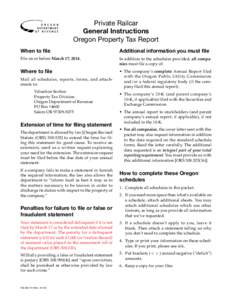 Private Railcar: Oregon Property Tax Report, [removed]