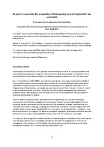 Research to ascertain the proportion of block paving sales in England that are permeable Final report for the Adaptation Sub-Committee Prepared by Mike Harley, Climate Resilience Ltd and Colin Jenkins, Jenco Consultancy 