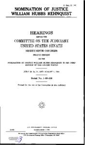 S. HRG[removed]NOMINATION OF JUSTICE WILLIAM HUBBS REHNQUIST  HEARINGS