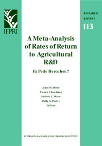 RESEARCH REPORT A Meta-Analysis of Rates of Return to Agricultural