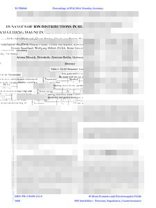 TUPRI046  Proceedings of IPAC2014, Dresden, Germany DYNAMICS OF ION DISTRIBUTIONS IN BEAM GUIDING MAGNETS∗ ´ Gisela Pöplau, Ursula van Rienen, Rostock University, Germany