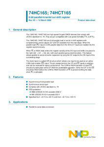 74HC165; 74HCT165 8-bit parallel-in/serial out shift register Rev. 03 — 14 March 2008