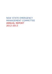 NSW STATE EMERGENCY MANAGEMENT COMMITTEE ANNUAL REPORT[removed]  STATE EMERGENCY MANAGEMENT COMMITTEE