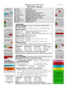 Washington County School District  Updated[removed] Calendar August 2013