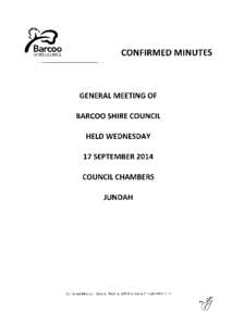 CONFIRMED MINUTES  u GENERAL MEETING OF BARCOO SHIRE COUNCIL