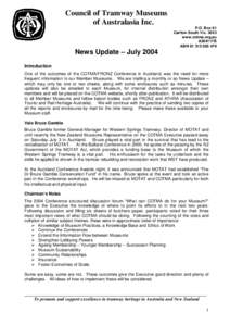 Council of Tramway Museums of Australasia Inc. P.O. Box 61 Carlton South Vic[removed]www.cotma.org.au A304117B