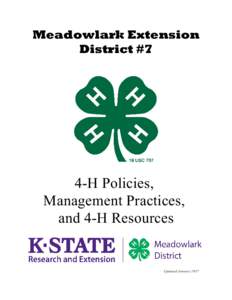 Meadowlark Extension District #7 4-H Policies, Management Practices, and 4-H Resources