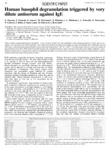 Glycoproteins / Immunology / Granulocytes / Immunoglobulin E / Allergy / Antibody / Serial dilution / Degranulation / Mast cell / Biology / Immune system / Cell biology