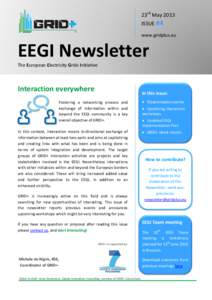 23rd May 2013 ISSUE #4 www.gridplus.eu EEGI Newsletter The European Electricity Grids Initiative