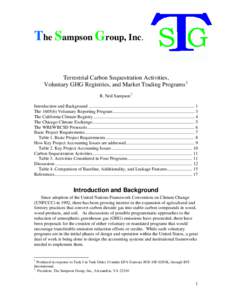 Terrestrial Carbon Sequestration Activities, Voluntary GHG Registries, and Market Trading Programs