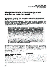 Lindbergia 32: 18–32, 2007, Copyright © Lindbergia 2007, ISSN 0105–0768 Accepted 16 April 2007 Retrospective assessment of frequency changes in Swiss bryophytes over the last two centuries