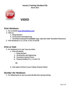 Invoice Training Handout File March 2014 VIDEO Print Handouts: